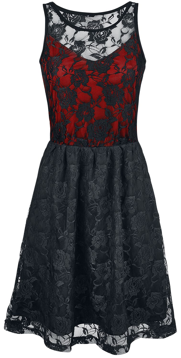 Gothicana by EMP Kleid knielang - Lady Jane - S bis 5XL - für Damen - Größe 3XL - schwarz/rot von Gothicana by EMP