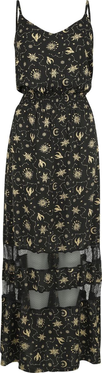 Gothicana by EMP Kleid lang - Dress with Stars, Sun and Moon - S bis XXL - für Damen - Größe M - schwarz von Gothicana by EMP