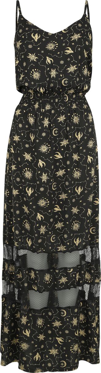 Gothicana by EMP Kleid lang - Dress with Stars, Sun and Moon - S bis XXL - für Damen - Größe S - schwarz von Gothicana by EMP