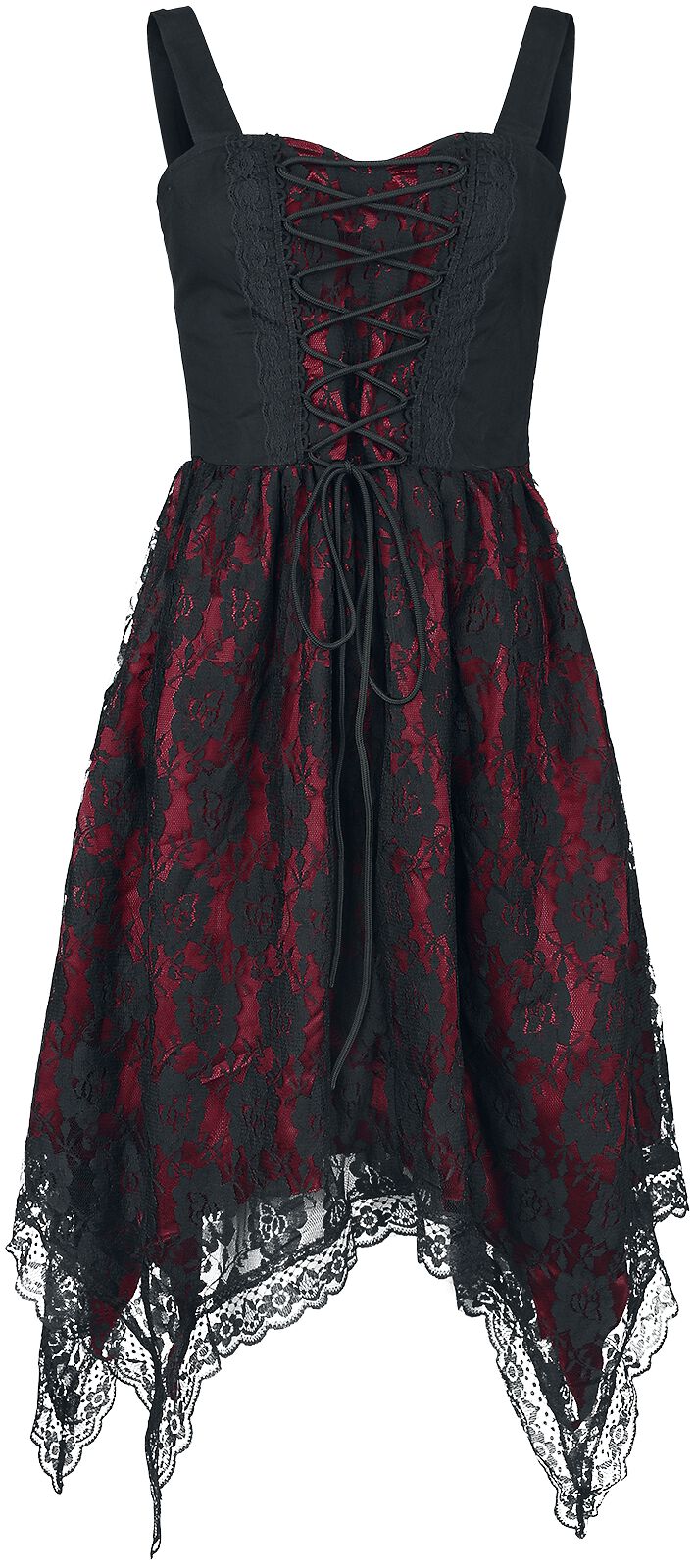 Gothicana by EMP Kleid mit Spitze und Zipfelsaum Kurzes Kleid schwarz rot in XL von Gothicana by EMP