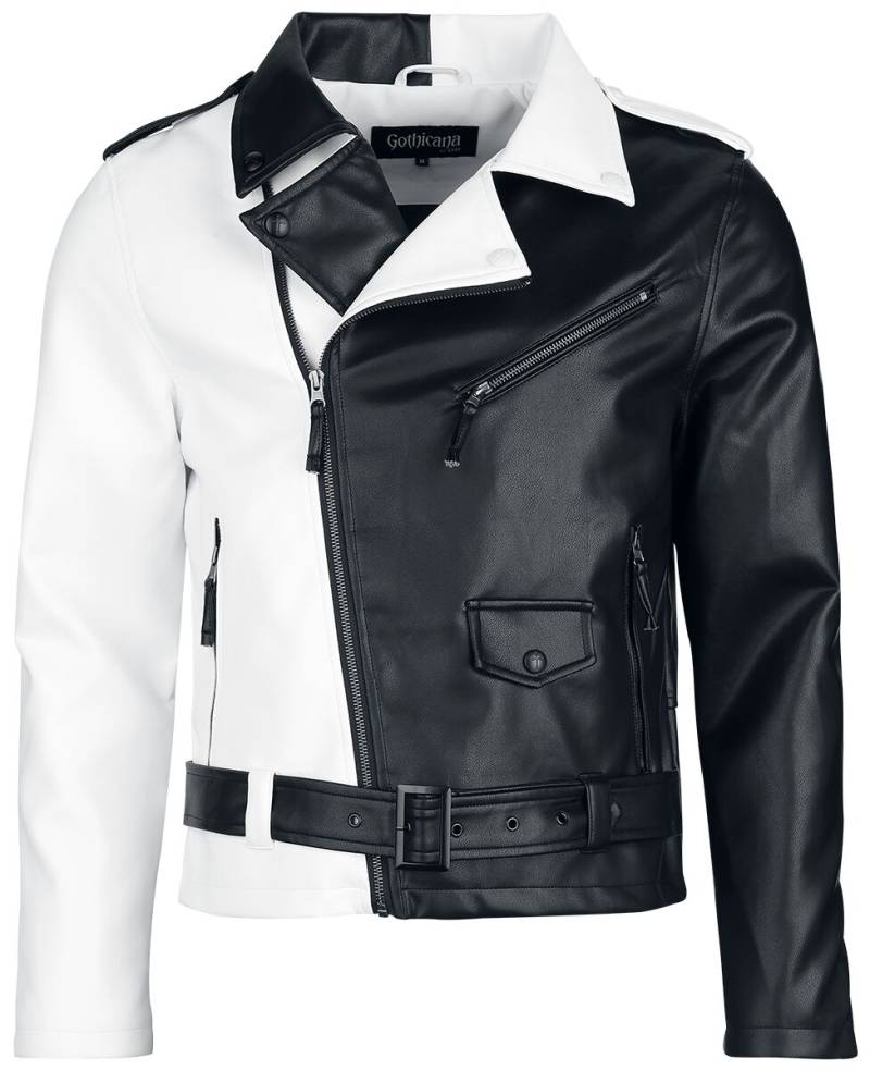 Gothicana by EMP Kunstlederjacke - Jacket in Black and White - S bis XXL - für Männer - Größe M - schwarz/weiß von Gothicana by EMP