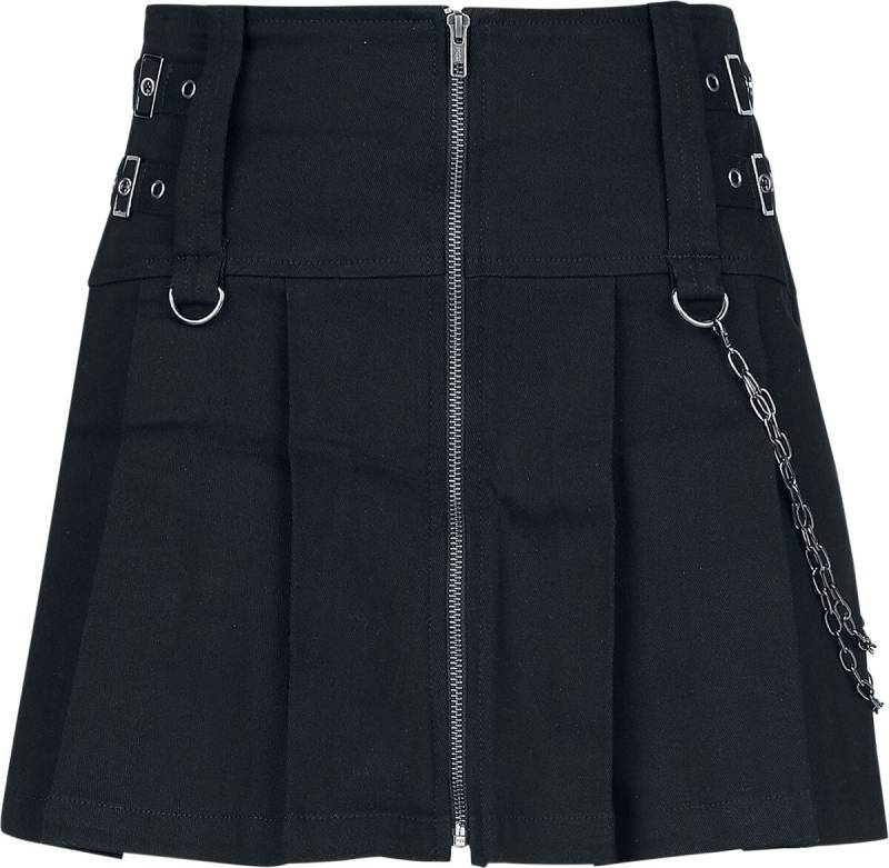 Gothicana by EMP Pleated Skirt with Zip and Chains Kurzer Rock schwarz in L von Gothicana by EMP
