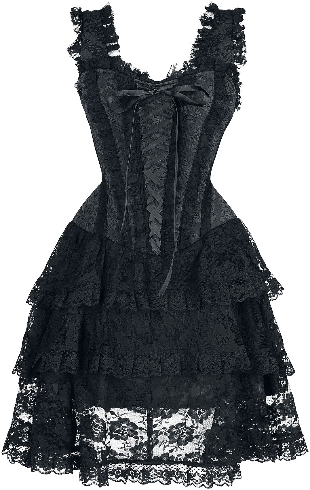 Gothicana by EMP Kurzes Korsagen Kleid mit Spitze Kurzes Kleid schwarz in XXL von Gothicana by EMP