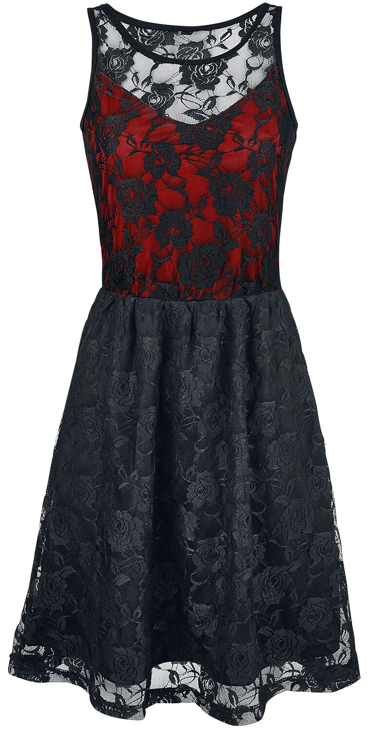 Gothicana by EMP Lady Jane Mittellanges Kleid schwarz rot in M von Gothicana by EMP