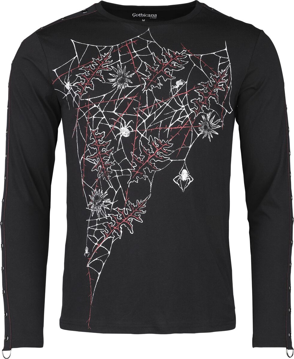 Gothicana by EMP Langarmshirt - Longsleeve with Spiderweb and Leaves - S bis XXL - für Männer - Größe L - schwarz von Gothicana by EMP