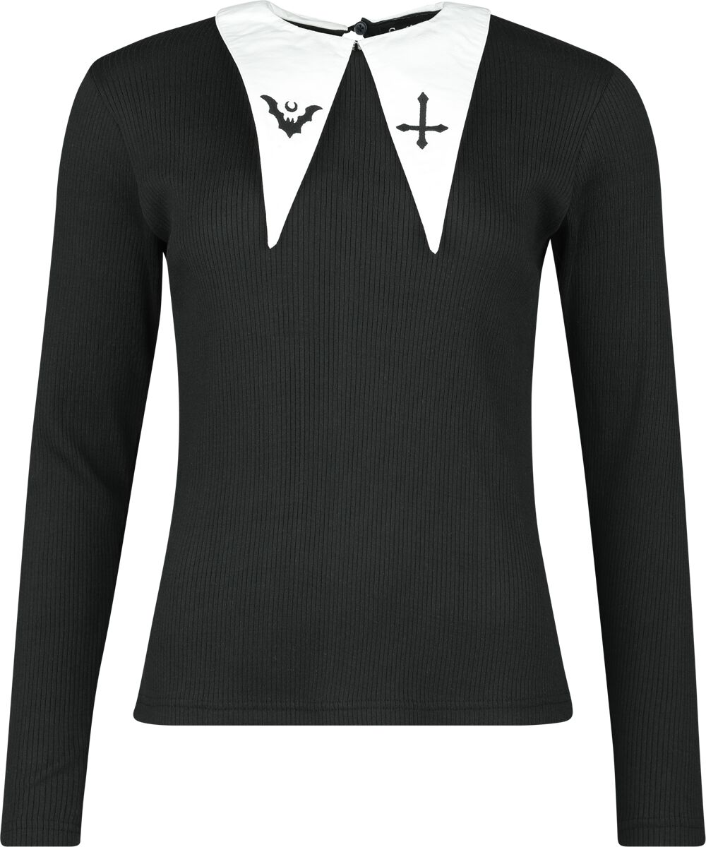 Gothicana by EMP Longsleeve With White Collar Langarmshirt schwarz in L von Gothicana by EMP