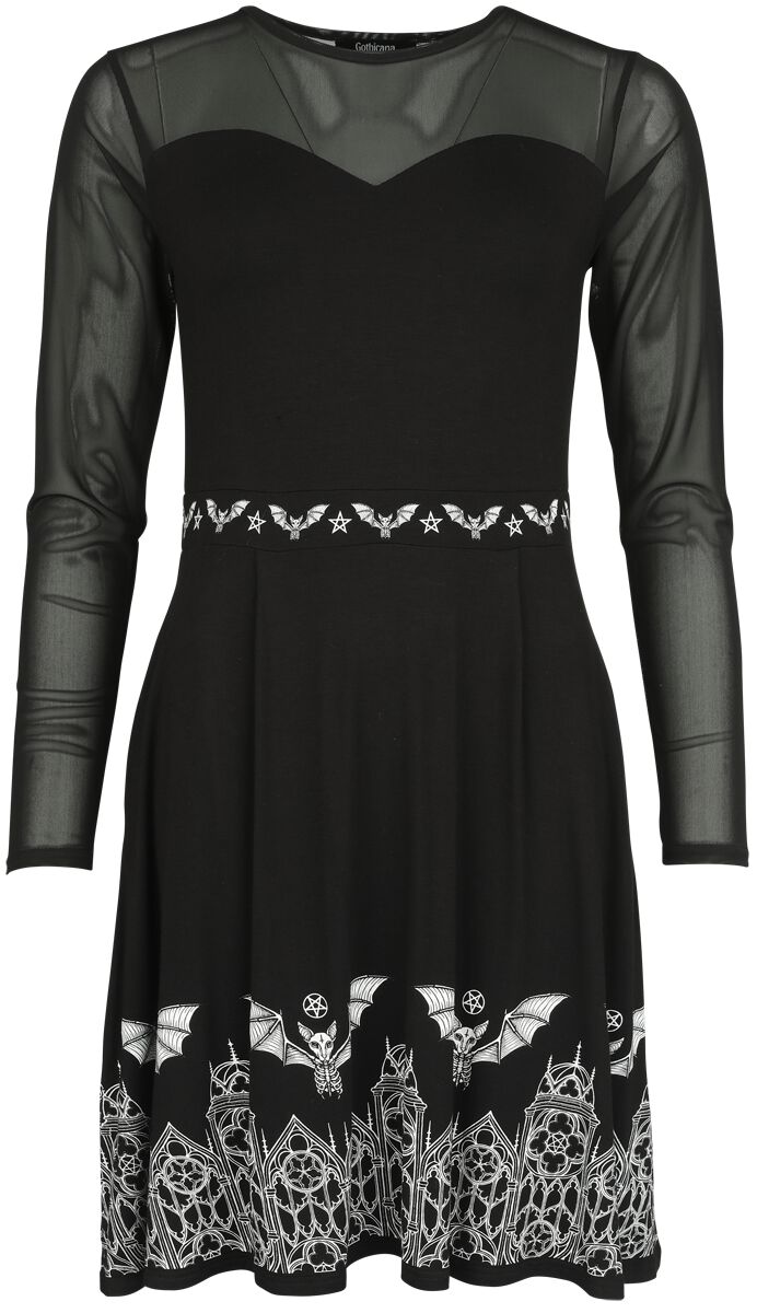 Gothicana by EMP Mesh Dress with Bats Kurzes Kleid schwarz in L von Gothicana by EMP