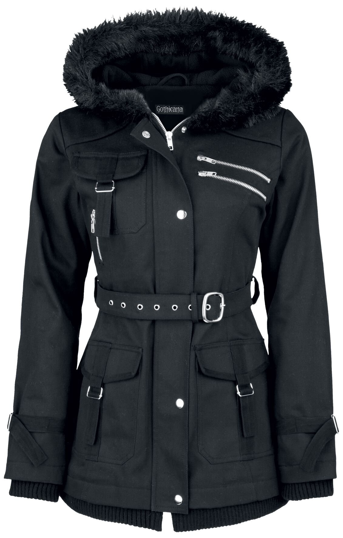 Gothicana by EMP Multi Pocket Jacket Winterjacke schwarz in L von Gothicana by EMP