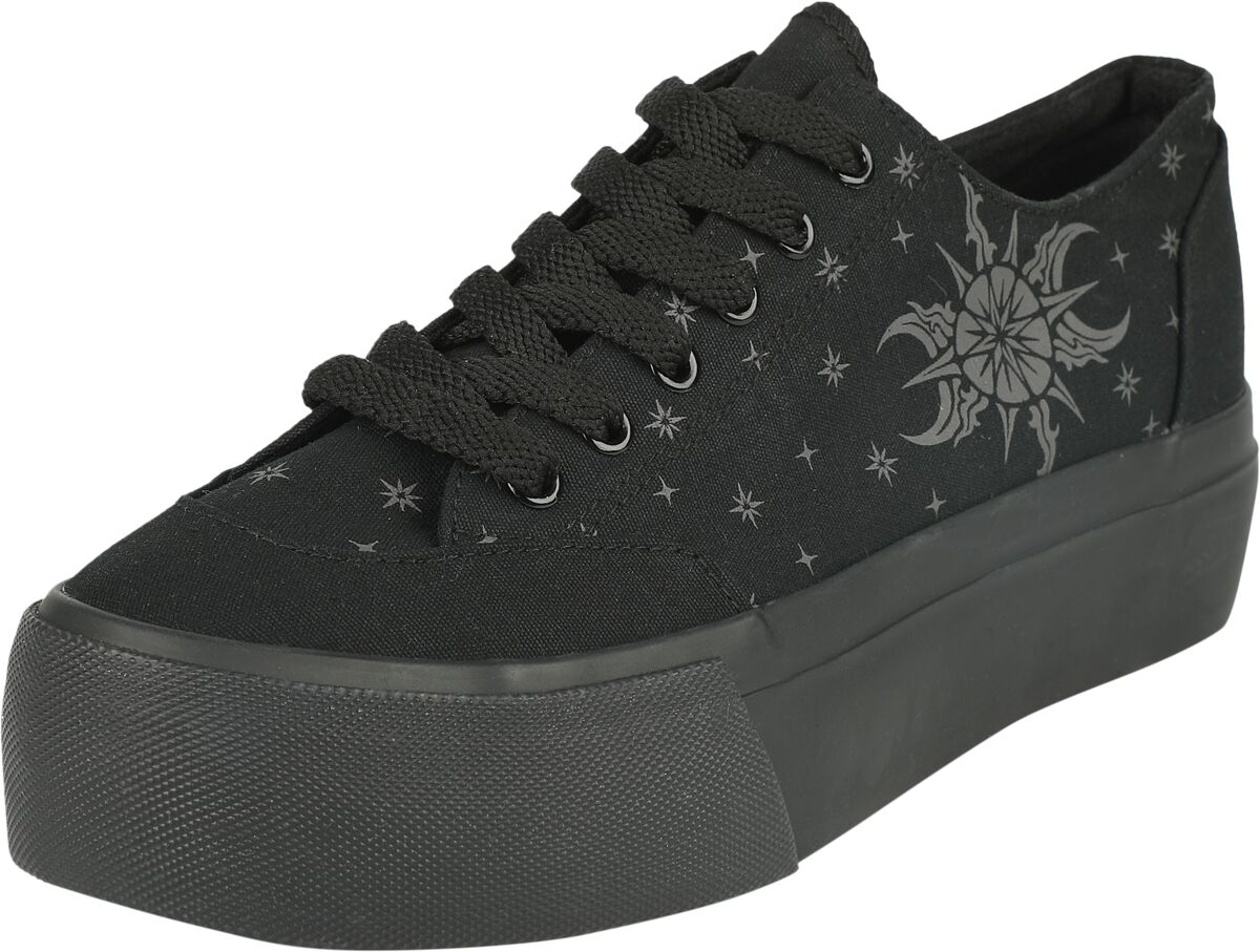 Gothicana by EMP Plateau Sneaker with Stars, Moon and Sun Creepers schwarz in EU37 von Gothicana by EMP