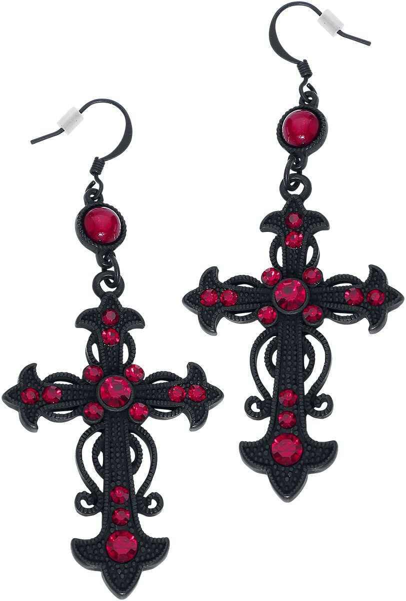 Gothicana by EMP Red Crosses Ohrring schwarz rot von Gothicana by EMP