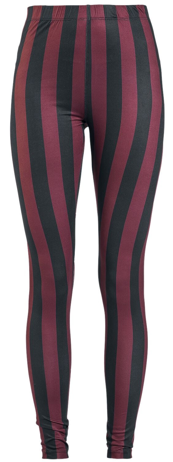 Gothicana by EMP Schwarz/rot gestreifte Leggings Leggings schwarz rot in 3XL von Gothicana by EMP