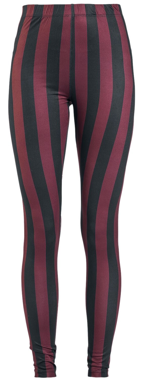 Gothicana by EMP Schwarz/rot gestreifte Leggings Leggings schwarz rot in S von Gothicana by EMP