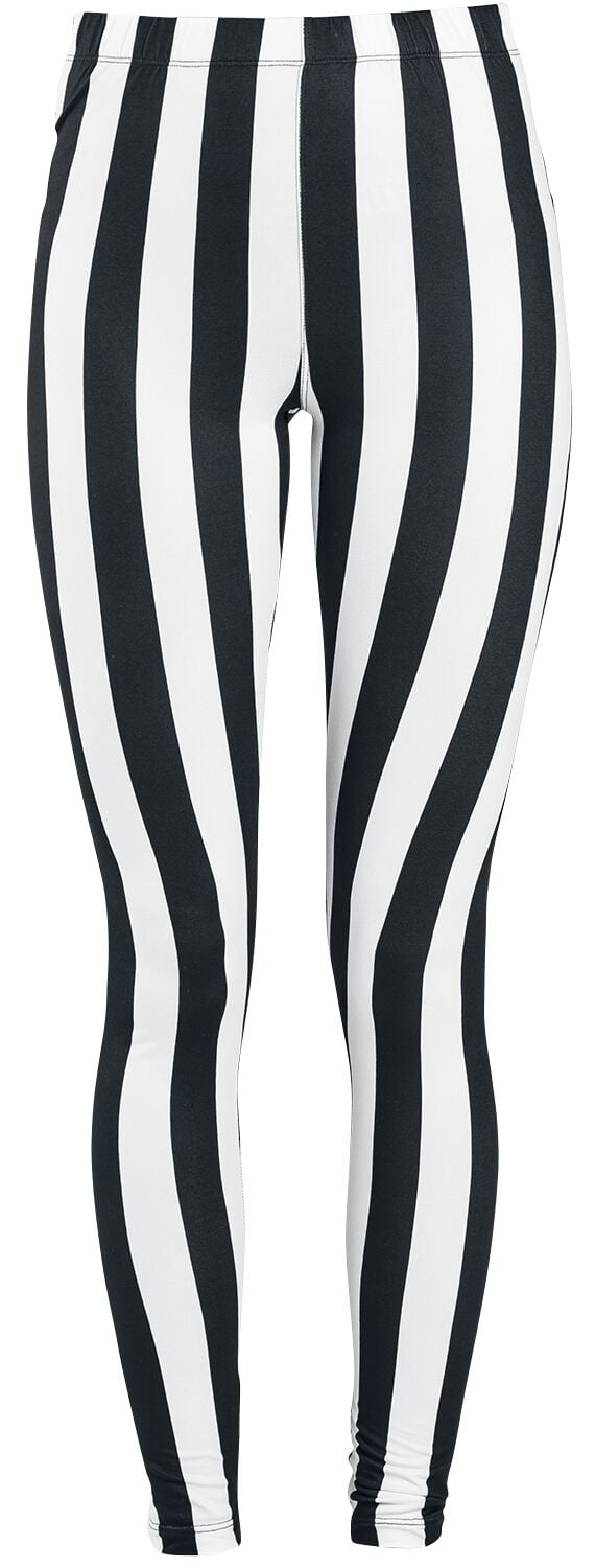 Gothicana by EMP Schwarz/weiß gestreifte Leggings Leggings schwarz weiß in XL von Gothicana by EMP