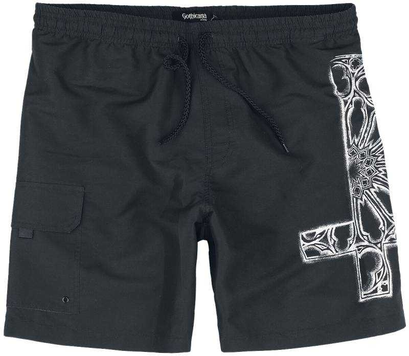 Gothicana by EMP Swim Shorts With Gothic Cross Badeshort schwarz in XXL von Gothicana by EMP