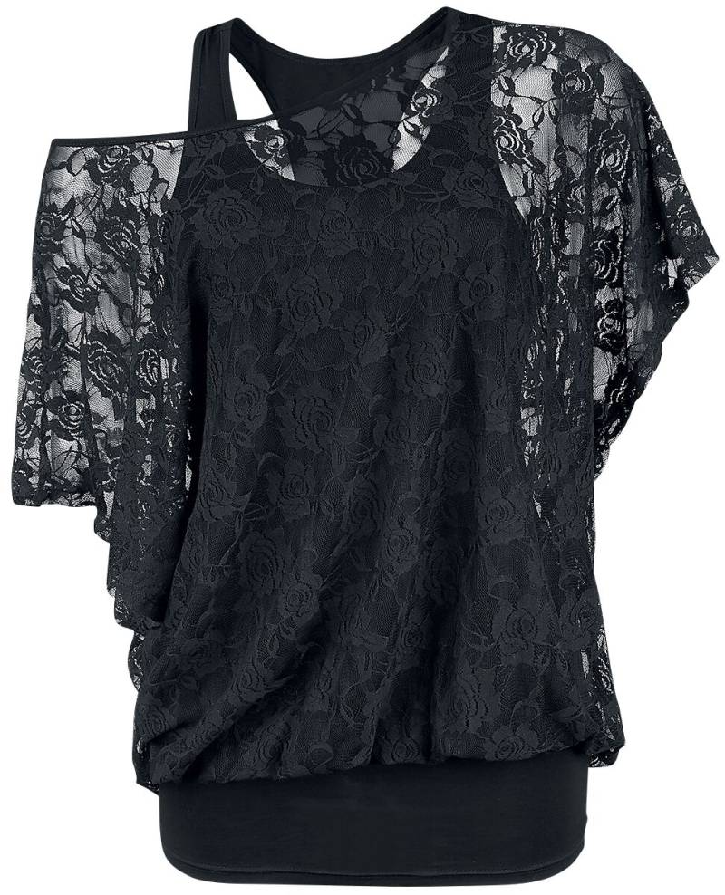 Gothicana by EMP T-Shirt - 2 in 1 Spitzen Shirt - S bis 3XL - für Damen - Größe XL - schwarz von Gothicana by EMP