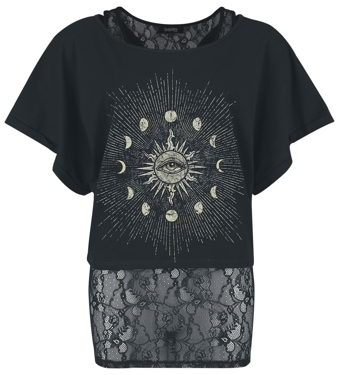 Gothicana by EMP T-Shirt - Double Pack with Sun and Moon - S bis XXL - für Damen - Größe L - schwarz von Gothicana by EMP