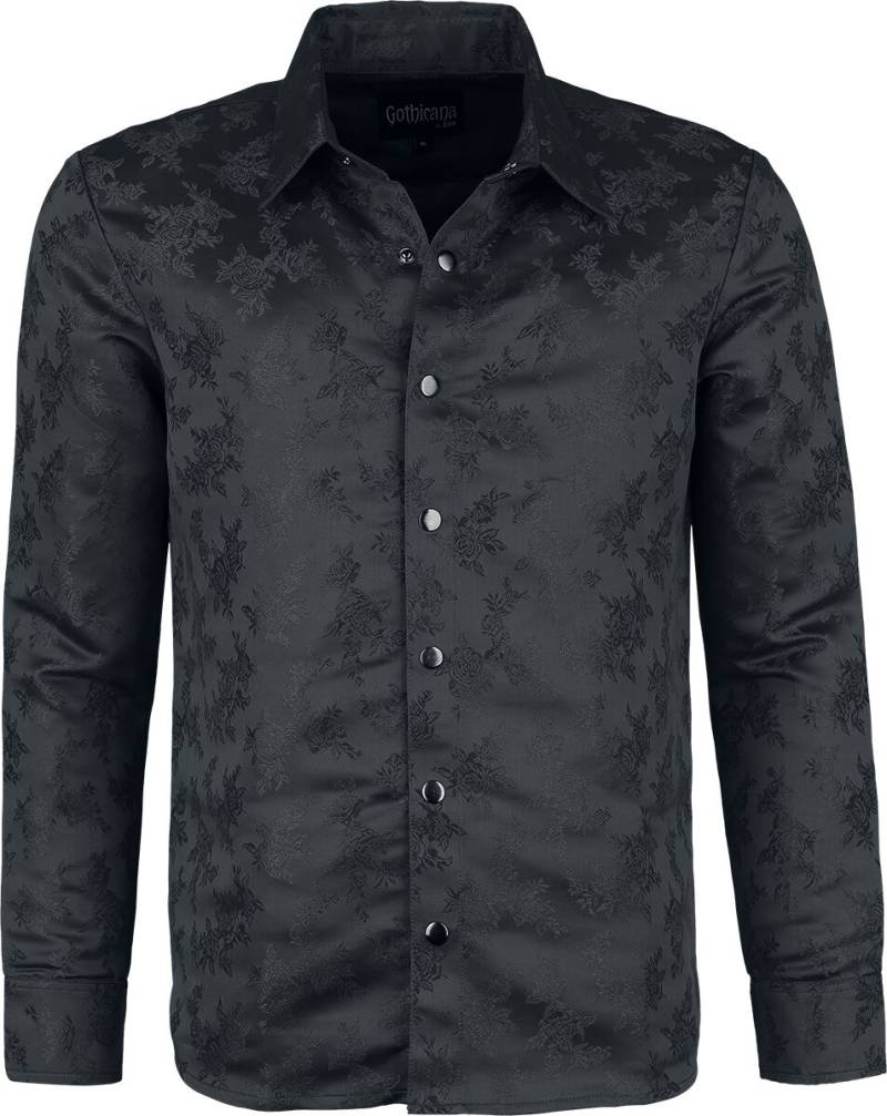 Gothicana by EMP Woven Rose Shirt Langarmhemd schwarz in L von Gothicana by EMP