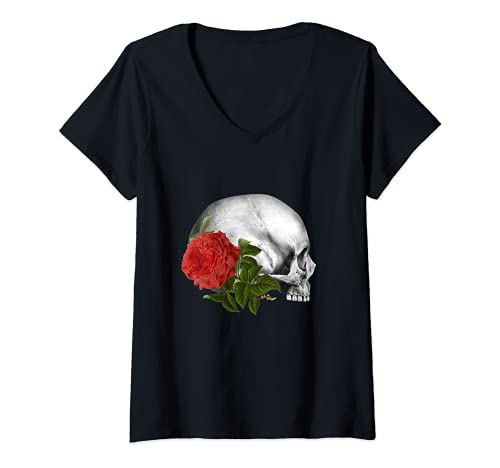 Damen Gothik goth schwarz Totenkopf Tod Skull Punk dark T-Shirt mit V-Ausschnitt Damen Gothik goth schwarz Totenkopf Tod Skull Punk dark T-Shirt mit V-Ausschnitt von Gothik goth schwarz Totenkopf Tod Skull DJFoerster