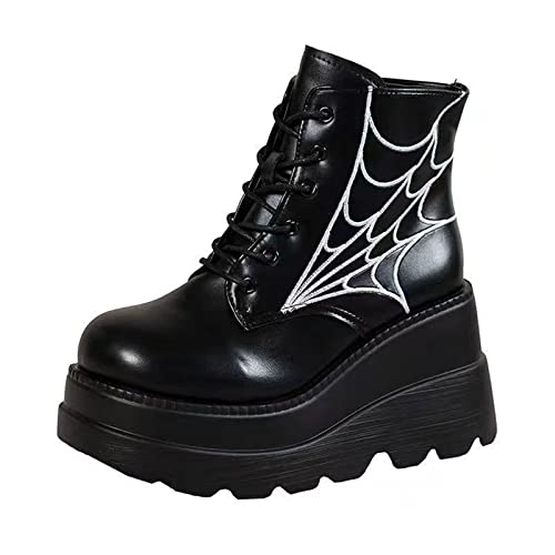 Gothniero Goth Plateau-Stiefel, schwarz, Gothic, klobiger Absatz, Stiefeletten mit Keilabsatz und seitlichem Reißverschluss, Schnürung, Größe 36-42, Schwarz7, 39.5 EU Gothniero Goth Plateau-Stiefel, schwarz, Gothic, klobiger Absatz, Stiefeletten mit Keilabsatz und seitlichem Reißverschluss, Schnürung, Größe 36-42, Schwarz7, 39.5 EU von Gothniero