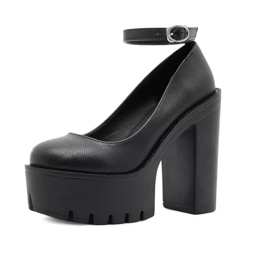 Gothniero MaryJanes Plateauschuhe für Damen, breiter Absatz, modische Sneaker für Damen, schwarze Plateauschuhe, Größe 36-42, 11 Schwarz, 38 EU Gothniero MaryJanes Plateauschuhe für Damen, breiter Absatz, modische Sneaker für Damen, schwarze Plateauschuhe, Größe 36-42, 11 Schwarz, 38 EU von Gothniero