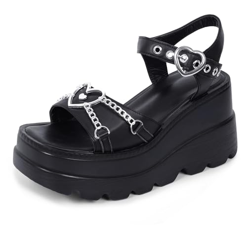 Gothniero schwarz plateau sandalen damen sommer schuhe wedges schlappen keilsandalen gotische Pantoffeln Fledermaus Metallverschluss Größe 35-43 Gothniero schwarz plateau sandalen damen sommer schuhe wedges schlappen keilsandalen gotische Pantoffeln Fledermaus Metallverschluss Größe 35-43 von Gothniero