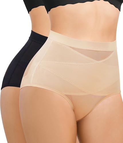 Gotoly 2er Pack Damen Shapewear Unterhose Bauchweg Miederhose Niedrige Taille Miederslip Bauchkontrolle Miederpant Figurformende Unterwäsche Shaping Body Shaper für Frauen von Gotoly