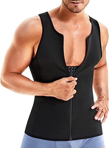 Gotoly Unterhemden Herren Shapewear Sport Workout Tank Tops Bauchweg Shirt Kompressionsshirt Abnehmen Body Shaper Kompressionsshirt Unterhemd Weste (L, Schwarz) von Gotoly