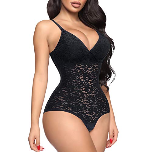 Gotoly Body Shaper Damen Shapewear Miederbody Stark Formend Formende Bodys Bauchweg Figurformender Shaping Bodysuit mit integriertem BH (Schwarz, XXL) von Gotoly