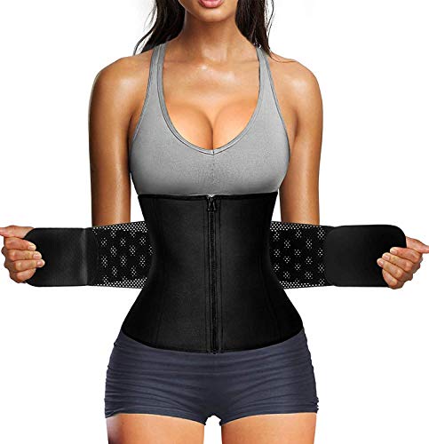 Gotoly Damen Bauchweggürtel Fettverbrennung Taillenformer Fitnessgürtel Body Shaper Verstellbarer Gürtel Gewichthebergürtel Figurformer Mit Klettverschluss (Schwarz, 2XL) von Gotoly