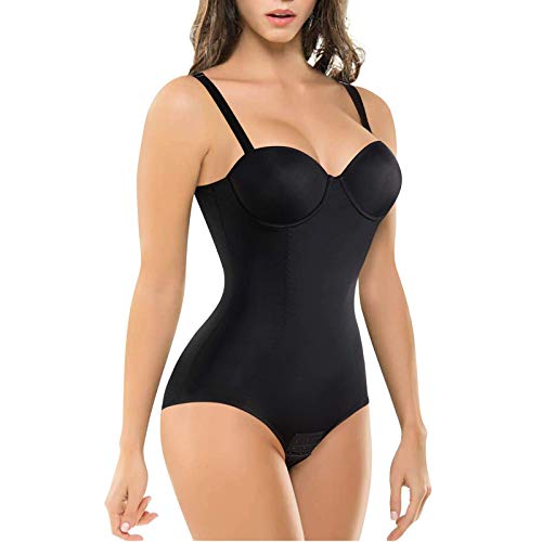 Gotoly Damen Body Shapewear Bauchkontrolle Jumpsuits Tops Ärmellos Mieder Body Shaper mit integriertem BH Gr. 46, Schwarz von Gotoly