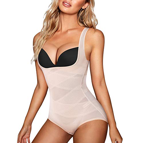 Gotoly Damen-Bodysuit, Taillentrainer, Ganzkörperformer, Bauchkontrolle, Shapewear mit offener Brust, Korsett, beige, 42 von Gotoly