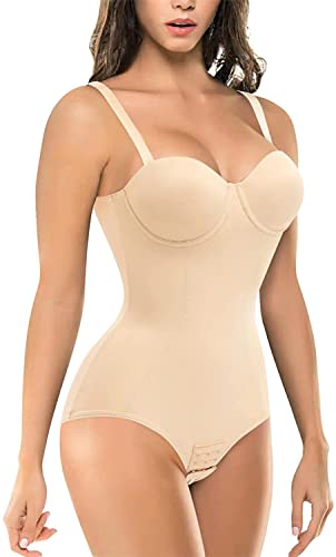 Gotoly Damen Bodysuit Shapewear Bauchkontrolle Jumpsuits Tops Ärmellos Camisole Body Shaper mit integriertem BH, beige, 48 von Gotoly