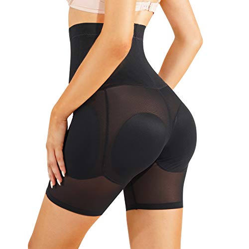 Gotoly Push Up Unterhose Damen Figurenformend Miederpant Miederhose Mit Bein Shapewear Bauchweg Miederslips Hohe Taille Bauchkontrolle Höschen Hüft Enhancer Nahtlose Unterwäsche (Schwarz, 2XL) von Gotoly