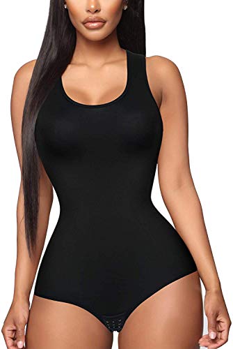 Gotoly Damen Figurformend Bodys Shapewear Tank Tops Taillenformer Bauchweg Bodyshaper Nahtlos Miederbody Stark Body Shaping Bodysuit (Schwarz, Large) von Gotoly