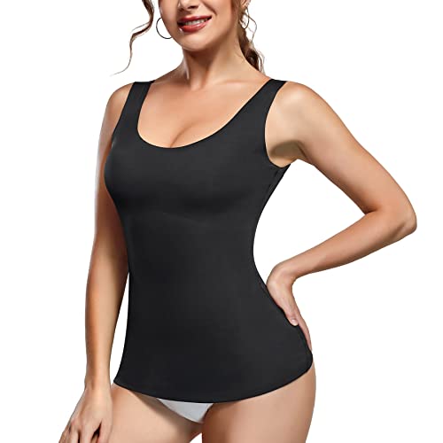 Gotoly Damen Figurformendes Unterhemd Bauch Weg Camisole Top Shaping Shapewear Formendes Hemd Bauchweg Nahtlose Body Shaper (Schwarz, XL) von Gotoly