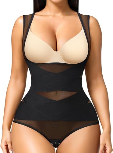 Gotoly Damen Shapewear Shaping Bodysuit Formend Tank-Top Bauch Weg Taillenformer Figurformende Body Shaper Taillen Trainer Miederslip Formbody Miederbody (Schwarz, M) von Gotoly