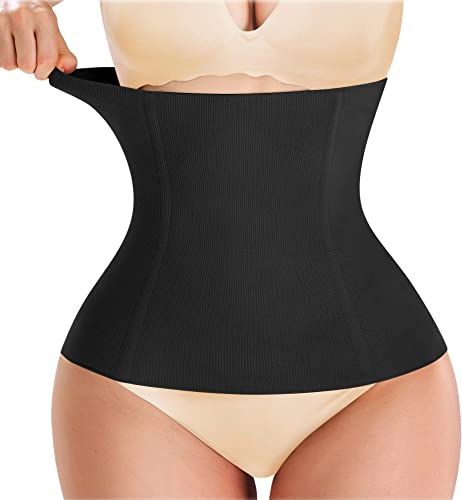 Gotoly Damen Unterbrust Korsett Bauchweg Waist Trainer Elastisch Postpartum Gürtel Postpartale Unterstützung Taillenmieder Bauch Taille Body Shaper (Schwarz, L) von Gotoly