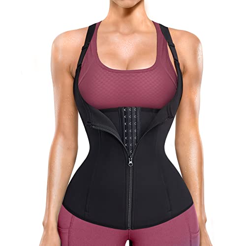 Gotoly Damen Unterbrust Korsett Figurformend Waist Trainer Bauchweg Tank-Top Shaping Taillenformer Verstellbar Oberteil Shapewear mit Haken (3XL, Schwarz) von Gotoly