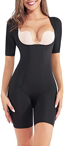 Gotoly Damen Unterbrust Korsett Shapewear Figurformender Fajas Kurzarm T-Shirt Oberteil Formende Body Shaper Taillenformer Postnatal Shaping Bodysuit (S, Schwarz) von Gotoly