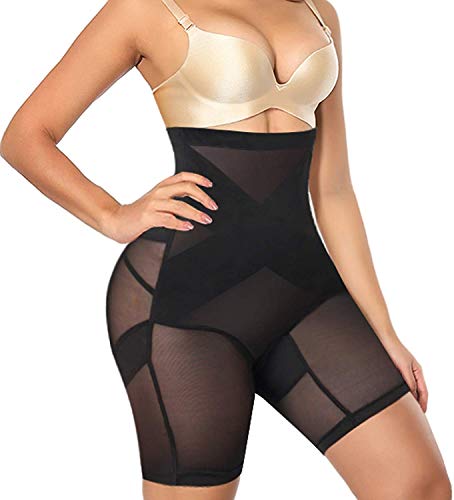 Gotoly Frauen Butt Lifter High Waist Shapewear Oberschenkel Panty Double Tummy Control Höschen Taille Trainer Shorts Body Shaper Gr. XXX-Large, Schwarz von Gotoly