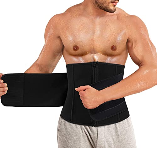 Gotoly Herren Gewichtsverlust Gürtel Fettverbrennung Bauchweggürtel Sport Fitnessgürtel Body Shaper Abnehmen Schwitzgürtel Verstellbarer Neopren Sauna Taille Trimmer Mit Klettverschluss (Schwarz, 2XL) von Gotoly