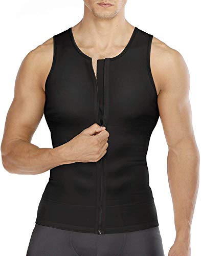 Gotoly Herren Kompressionshirt Unterhemden Shapewear Funktionsshirt Figurformend Body Shaper Bauch Weg Unterhemd Shirt Fur Abnehmen (Schwarz, L) von Gotoly