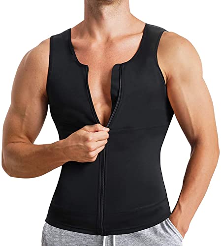 Gotoly Herren Unterhemden Workout Tank Tops Figurformend Kompressionsshirt Bauchweg Shapewear Abnehmen Body Shaper Unterhemd Weste Unterwäsche (3XL, Schwarz) von Gotoly