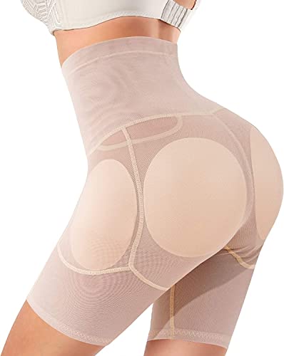 Gotoly Push Up Unterhose Damen Figurenformend Miederpant Miederhose Mit Bein Shapewear Bauchweg Miederslips Hohe Taille Bauchkontrolle Höschen Hüft Enhancer Nahtlose Unterwäsche（Beige, M） von Gotoly