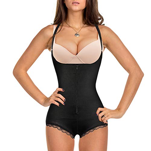 Gotoly Shaping Bodysuit Damen Unterbrust Korsett Figurformend Bauchweg Fajas Colombianas Body Shaper Figurformender Formende Bodys Taillenformer Postnatal Shaping Bodysuit (XL, Schwarz) von Gotoly