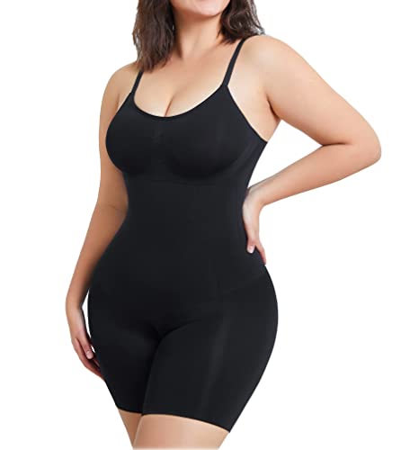 Gotoly Shapewear Bodysuit für Frauen Bauchkontrolle Nahtloser Ganzkörperformer Sculpting Bodys Oberschenkel Slimmer Shorts, Schwarz , L/X-Large von Gotoly