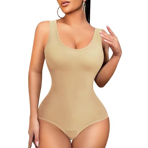 Gotoly Shapewear Bodysuit Damen Miederbody Stark Formend Body Shaper Bauchweg Figurformender Nahtlose Formende Bodys (Beige, 3XL-4XL) von Gotoly