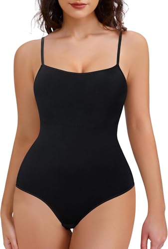 Gotoly Shapewear Damen Bauchweg Body Shaper Shaping Miederbody Stark Formend Bodysuit Mit Verstellbaren Schultergurten (Schwarz, XXL) von Gotoly