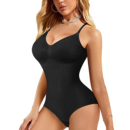 Gotoly Shapewear Damen Bauchweg Body Stark Formend Bodysuit Figurenformend Body Shaper Shaping Miederbody Nahtlose Formende Bodys (Schwarz, XL-XXL) von Gotoly