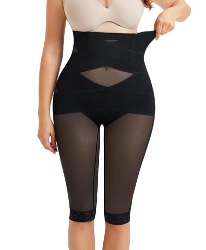 Gotoly Shapewear Damen Bauchweg Unterhose Hohe Taille Body Shaper Stark Formend Miederhose mit Bein Figurenformend Miederpant Shaping Unterwäsche Kurze Leggings Shorts (Schwarz, XXL) von Gotoly